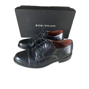 Bostonian Men's Akron Lace-Up Black Leather Dress Shoes 20390 Cap-Toe Size 8.5